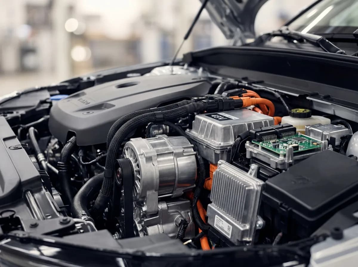 Vue détaillée du compartiment moteur du Volvo XC40 B3, révélant la technologie micro-hybride B3 et ses composants sophistiqués.