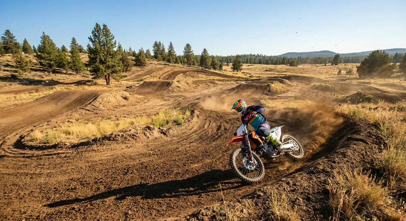 Moto cross pratiquée légalement sur un terrain dédié, illustrant les options permises par la loi.