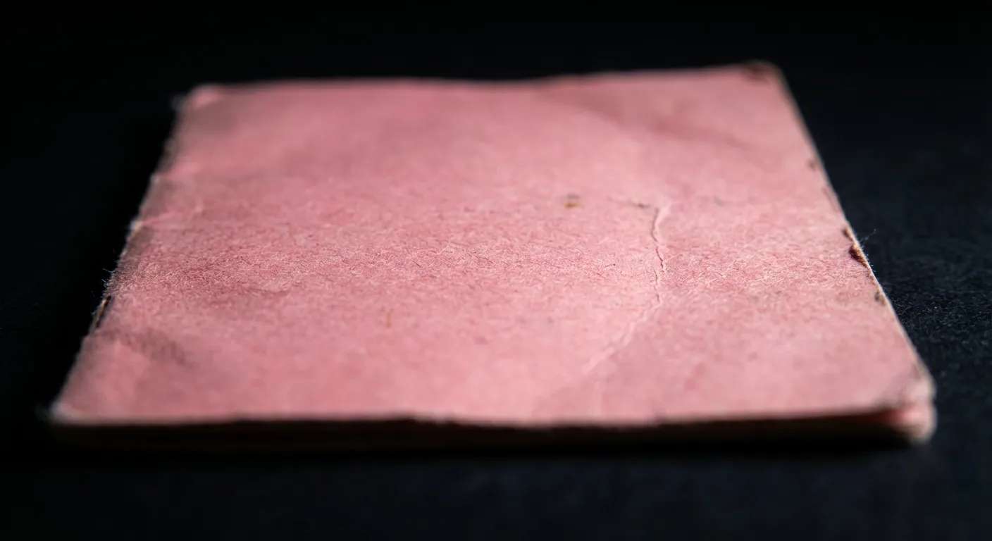 Gros plan iconique d'un ancien permis de conduire rose cartonné, soulignant sa texture et son usure.