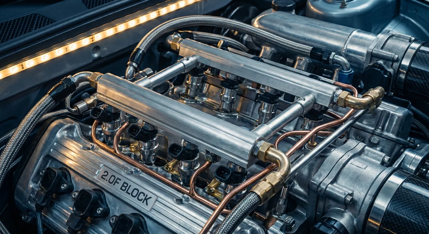 Vue macro des composants mécaniques du moteur 2.0F Flexifuel