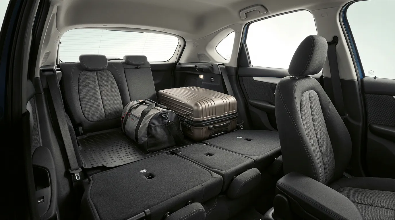 Intérieur modulable du coffre du BMW 216d Active Tourer avec siège rabattu