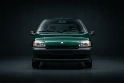 Portrait minimaliste et iconique de la face avant d'une Renault Clio 1 RN