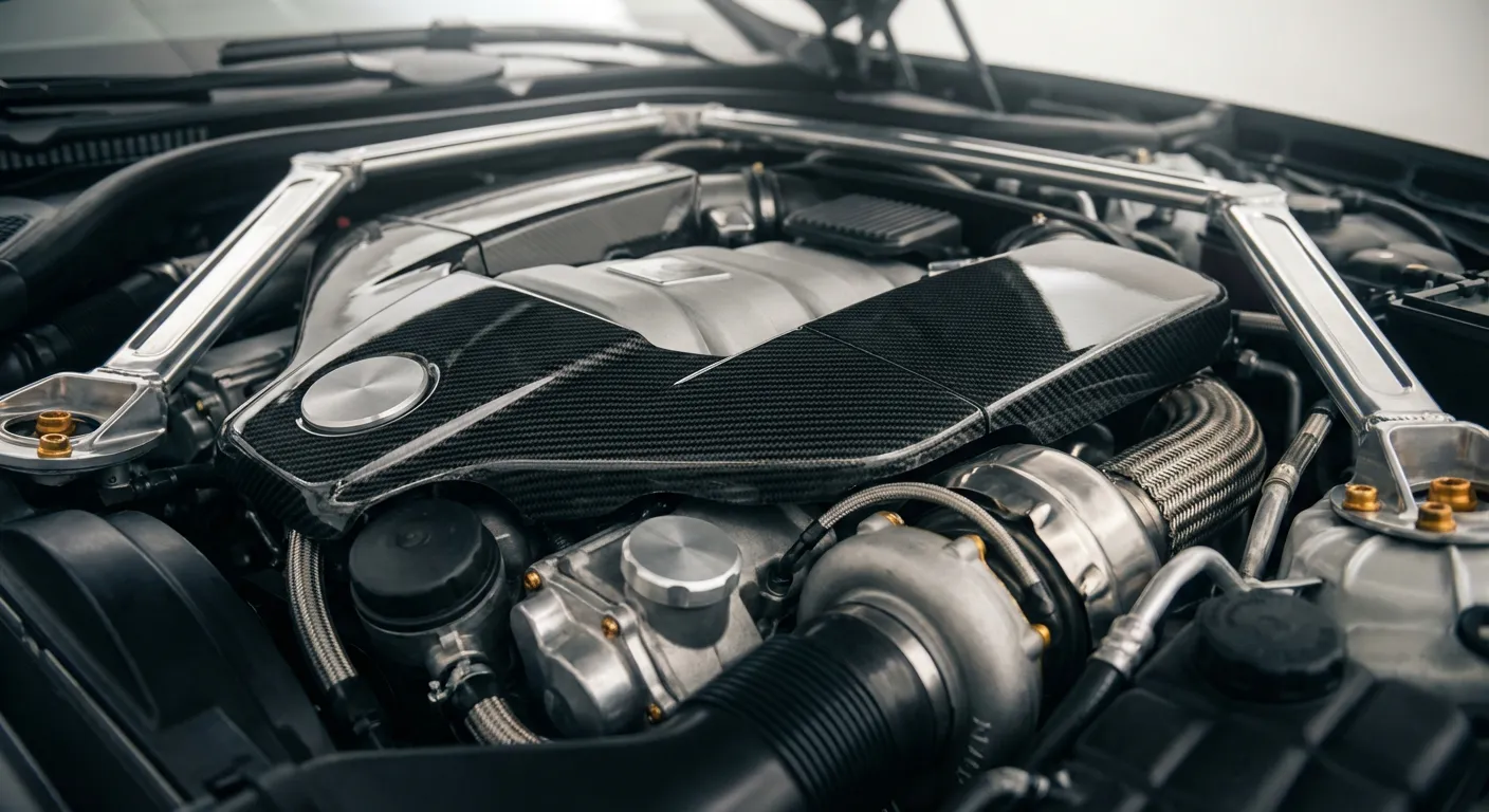 Vue détaillée du moteur V6 biturbo de la Mercedes GLE 43 AMG