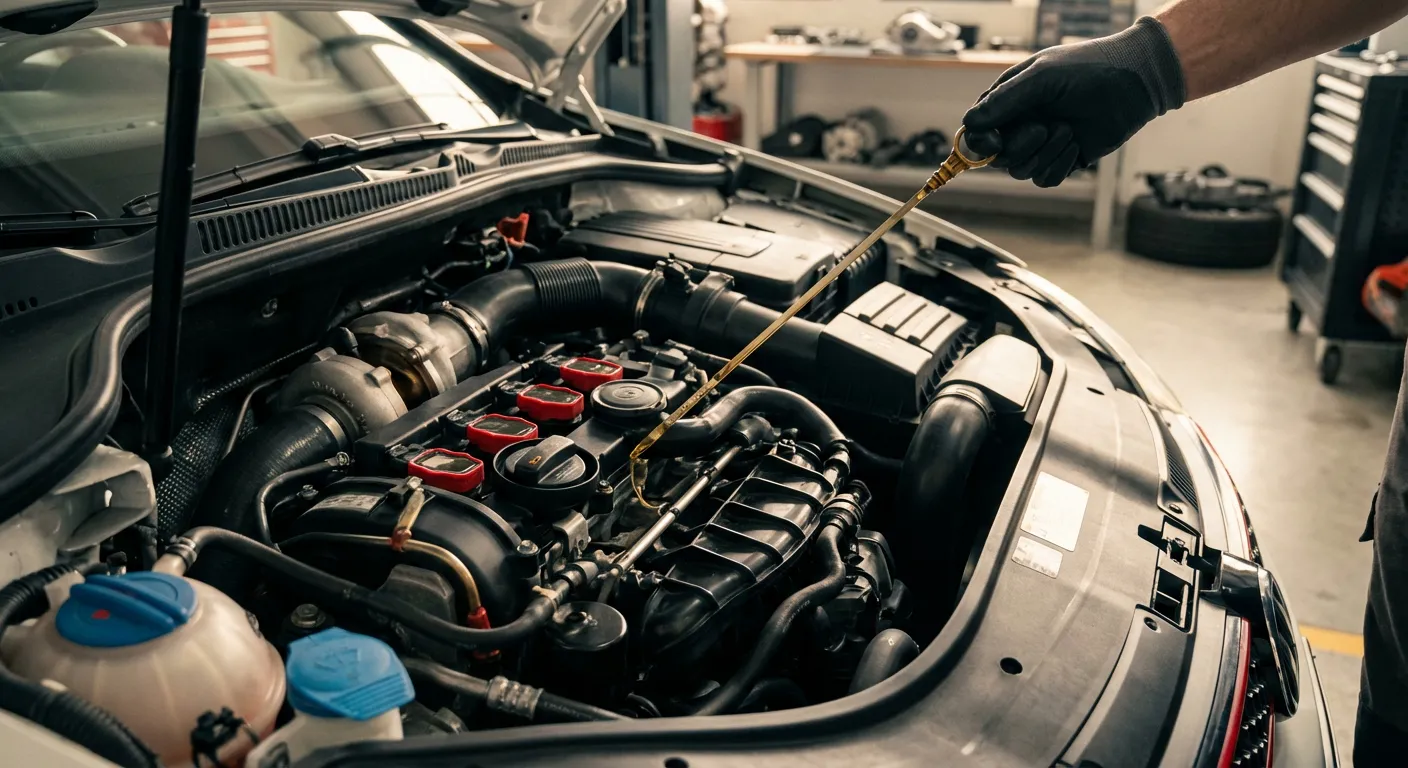 Maintenance moteur et gestion de la consommation d'huile Entretien mécanique et vérification du niveau d'huile sur un moteur de Golf 6 GTI.