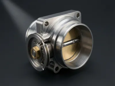 Gros plan iconique sur la valve d'un boîtier papillon