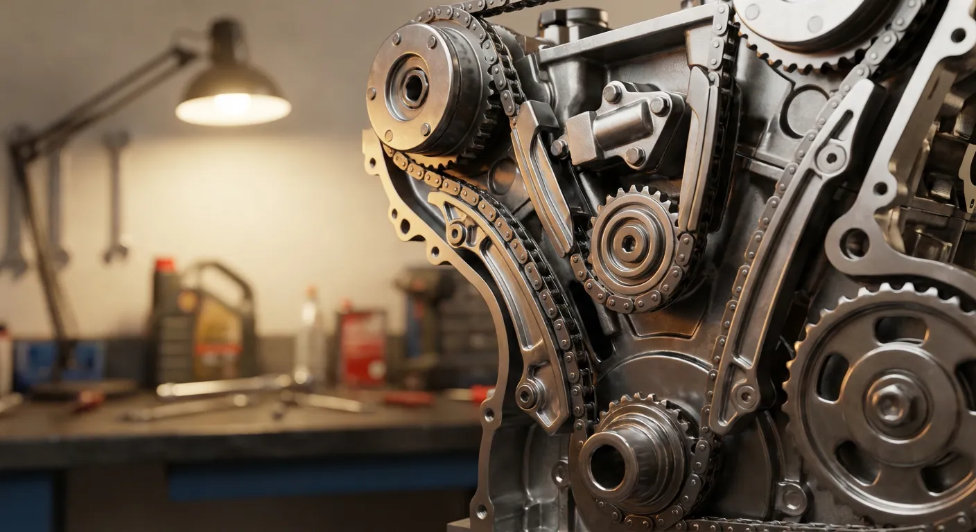 Vue détaillée de la chaîne de distribution d'un moteur VR6 de Golf R32