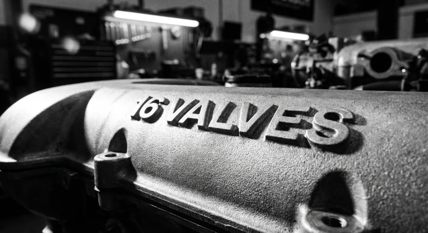 Détail iconique du logo 16 soupapes sur le moteur XU10J4.