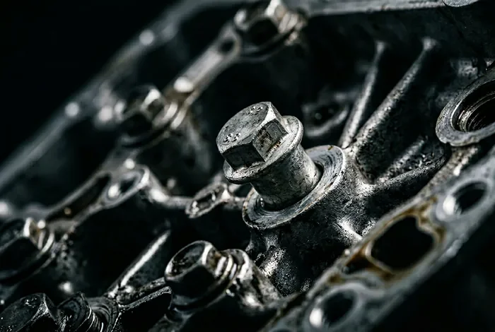 Gros plan technique sur des composants mécaniques de moteur Citroën