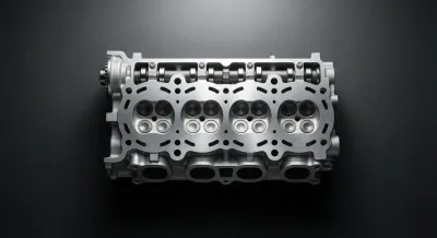 Gros plan stylisé sur les composants mécaniques du moteur K4J de la Clio 2.