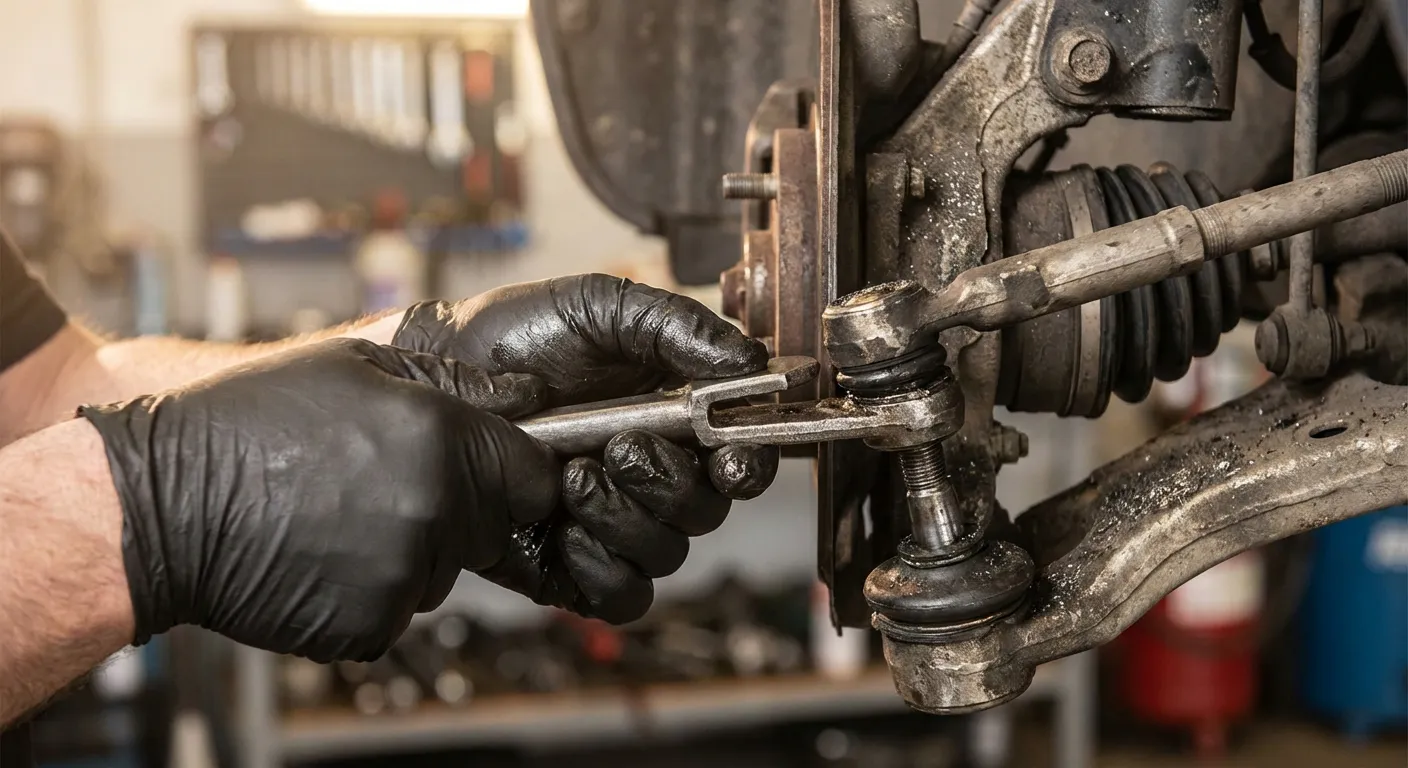 Mécanicien en train de démonter une rotule de tringlerie de vitesse sur 206