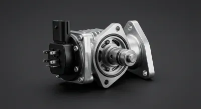 Miniature d'une vanne EGR neuve et propre, avec un focus détaillé sur ses composants, prête pour un diagnostic ou un remplacement.