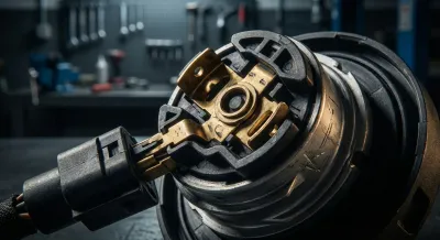 Gros plan sur le capteur de bouchon de réservoir d'une Peugeot