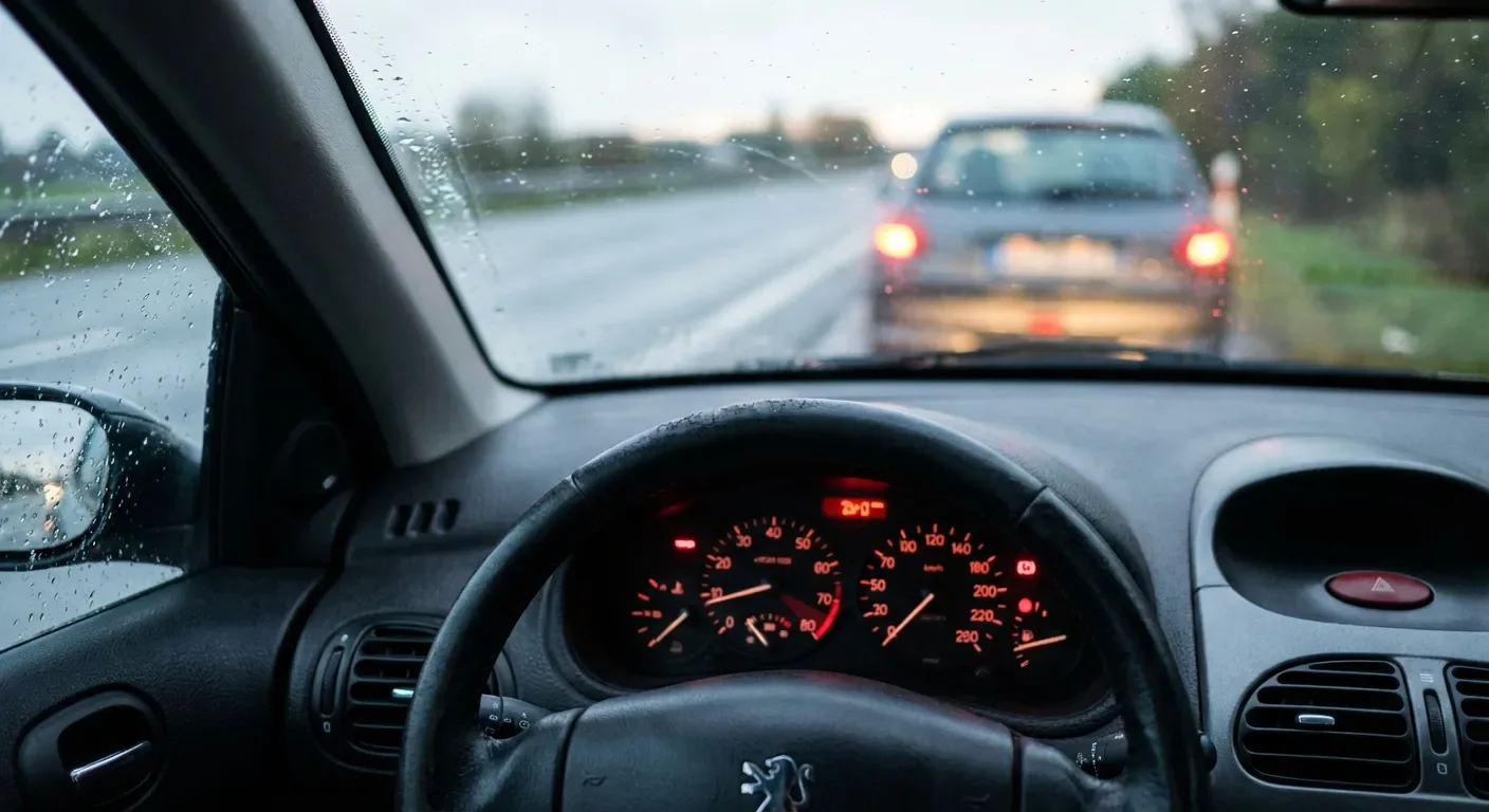 Voyants rouges allumés sur le combiné d'instruments d'une 206