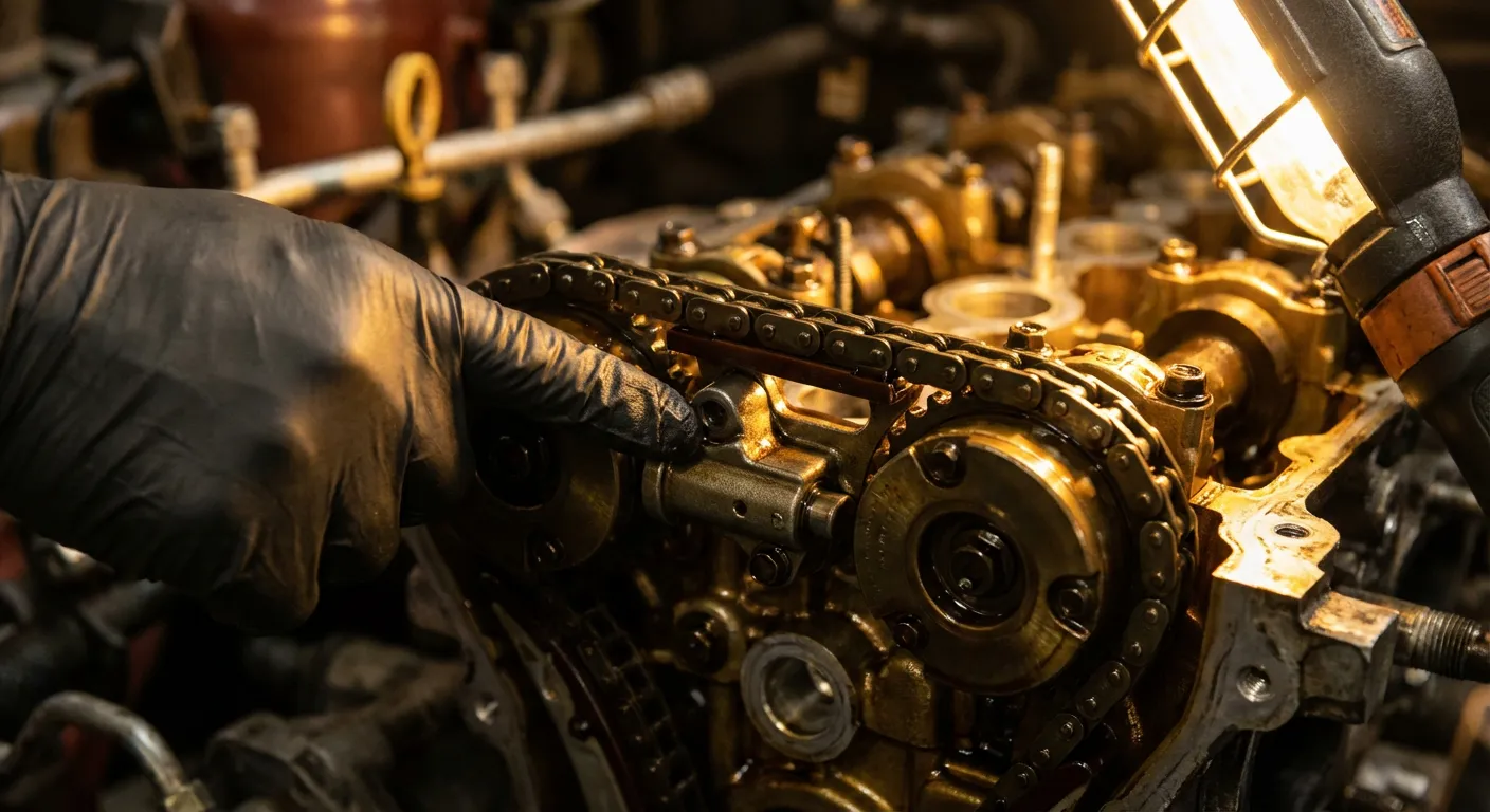 Vue détaillée de la chaîne de distribution d'un moteur Opel 1.3 CDTI