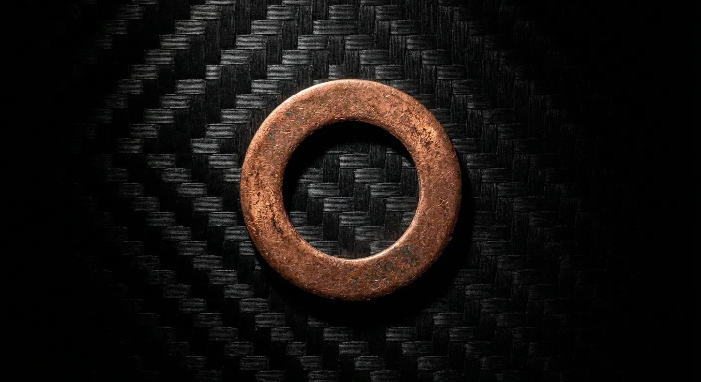 Sens de montage joint vidange cuivre : Guide & Astuces Miniature d'un joint de vidange en cuivre sur fond noir contrasté