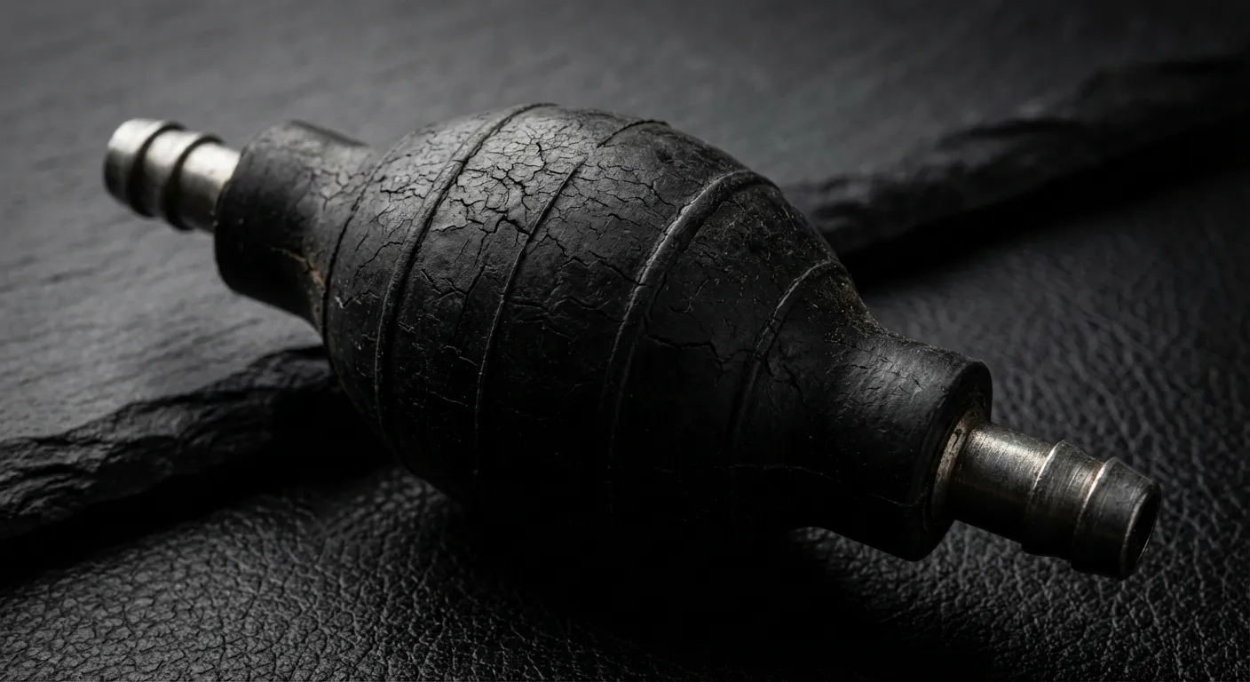 Gros plan iconique d'une poire d'amorçage de voiture sur fond sombre