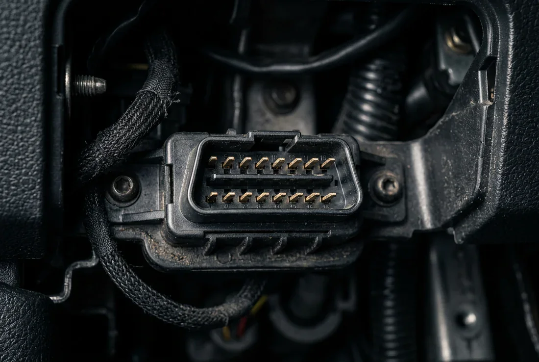 Code erreur U0155 : Analyse technique Ford Tableau de bord Ford moderne avec éclairage cinématique dans un garage sombre